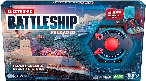 Hasbro Gaming Electronic Battleship Reloaded Board Game | Naval Combat Strategy Game with Sounds, Lights, Special Attacks | Ages 8 and Up | 1-2 Players | Kids Games