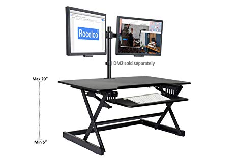 All-New Rocelco Height Adjustable Sit to Standing Desk Riser and Converter, 40" (R DADRB-40)