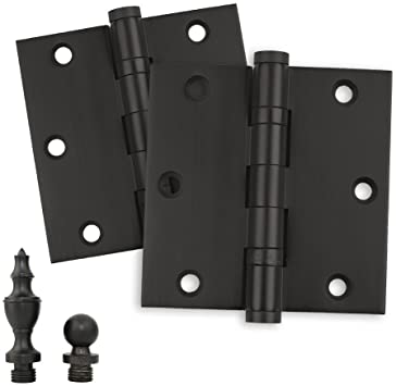 Embassy Solid Brass Door Hinges - 3.5 x 3.5 Inch, Heavy Duty, Oil Rubbed Bronze, Ball Bearings, Rust Resistant Stainless Steel Pin, Architectural Designer Grade, Home Improvement, 2 Pack