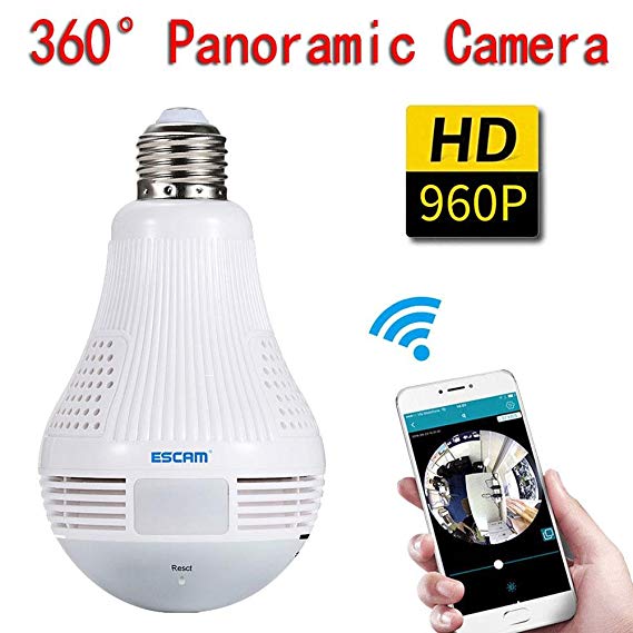 Eachbid Escam QP136 360° Panoramic HD 960P Wireless Camera LED Light Bulb