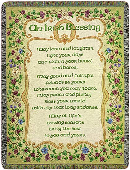 Manual Irish Collection 51 X 68-Inch Tapestry Throw, Peace and Plenty Irish Blessing