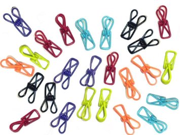 Adecco LLC Pack of 30 Multi-purpose Clothesline Utility Clips, Steel Wire Clips,assorted colors