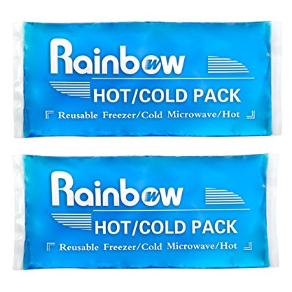 Rainbow 2 Flexible Reusable Gel Ice Pack for Hot or Cold Therapy ( 4.3" x 9.8", Set of 2) Soft PE Material Film by Back Sealling