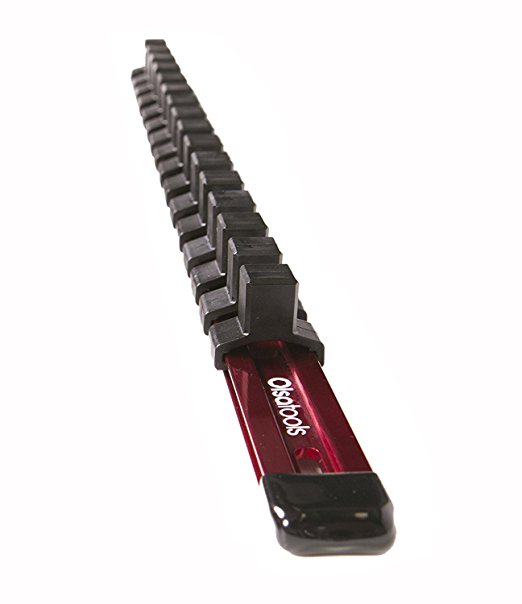 Olsa Tools | 1/2-Inch Drive Aluminum Socket Organizer | Premium Quality Socket Holder (RED)