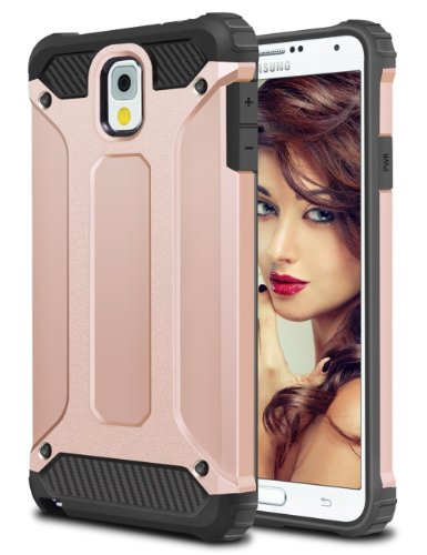 Galaxy Note 3 Case, Coolden® Heavy Duty Samsung Note 3 Armor Case Slim Rugged Hard Shell Shockproof Protective Skin Impact Resistant Drop Protection Cover for Samsung Galaxy Note 3 - Rose Gold