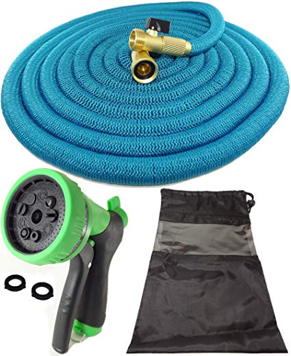 Dragon Tail DT Ultralight Garden Hose Never Kinks with Solid Brass Fittings and Valves, NO LEAKS, Strong and Durable, Big 9 Spray Nozzle, with Storage Bag