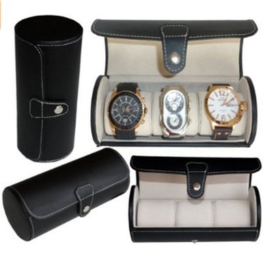 StarSide Travel Watch Storage Organizer for 3 Watches Leatherette Roll Great Gift