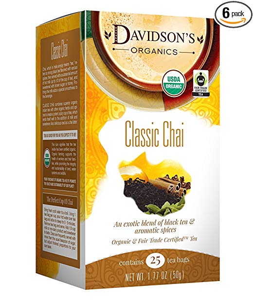 Davidson's Tea Classic Chai, 25-Count Tea Bags (Pack of 6)