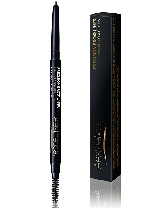 Aesthetica Precision Brow Liner - Double Ended Eyebrow Pencil / Spoolie Brush - Smudge Proof Formula - Vegan & Cruelty Free (Auburn)