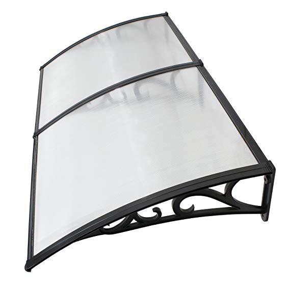 ZENY 40"x 80" Window Awning Overhead Door Polycarbonate Cover Front Door Outdoor Patio Canopy Sun Shetter,UV,Rain Snow Protection Hollow Sheet (Grey)