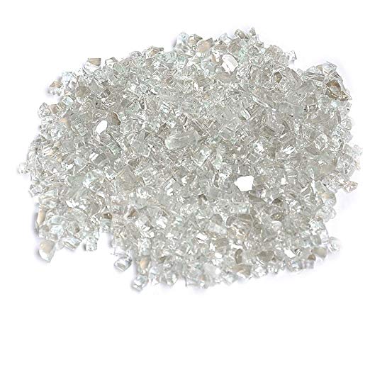 Skyflame 10-Pound Fire Glass for Fireplace Fire Pit and Landscaping, Platinum Reflective, 1/4-Inch