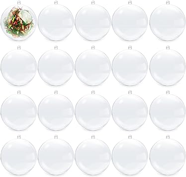 Jangostor 20 Pack Clear Fillable Ball, 80 mm Clear Plastic Fillable Ornaments Large Clear Christmas Balls Clear Acrylic Balls Transparent Ball Decoration for Christmas New Years Holiday Wedding Decor