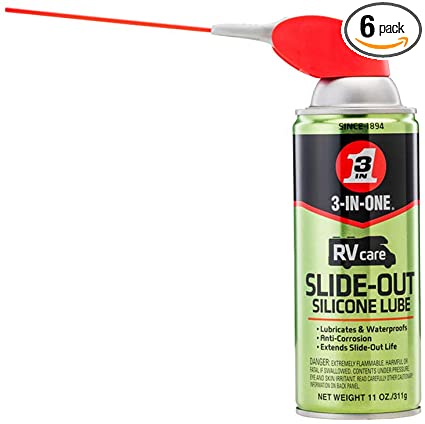 3-IN-ONE RVcare Slide-Out Silicone Lube with SMART STRAW SPRAYS 2 WAYS, 11 OZ [6-Pack]
