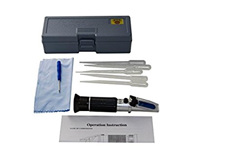 Best Value Refractometer Kit (0-32 BRIX) with Automatic Temperature Compensation. Great Gift Idea. Easily Measure Sugar levels of Juice, Home Brewing Beer & Wine Making. Complete with all Accessories.