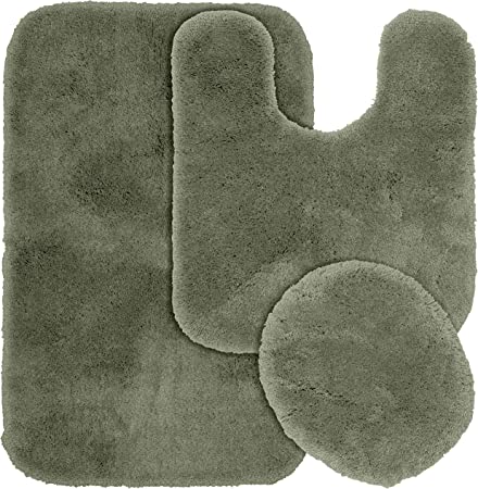 Garland Rug 3-Piece Finest Luxury Ultra Plush Washable Nylon Bathroom Rug Set, Deep Fern