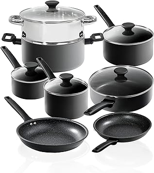 Granitestone Pro 13 Pc Hard Anodized Pots and Pans Set Nonstick Cookware Set, Complete Kitchen Cookware Set with Lids and Triple Diamond/Mineral Non Stick Coating, Dishwasher Safe, 100% Non Toxic