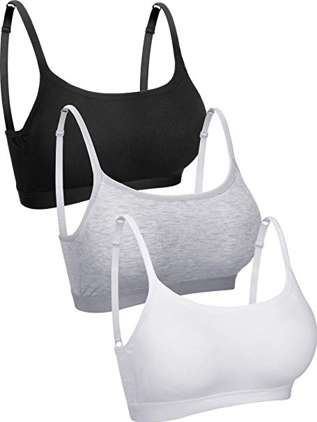 3 Pieces Mini Camisole Bra Wireless Padded Bra Tank Top Bra Seamless Sports Bra with Straps for Women Girls