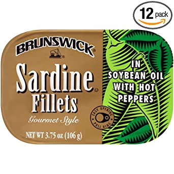Bumble Bee Brunswick Wild Caught Sardine Fillets In Hot Pepper, 3.75 Oz, 12 cans