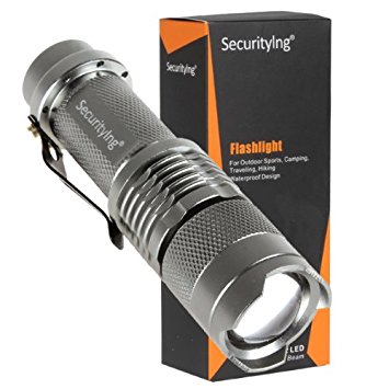 Securitying 3.5W 300 Lumens Mini XPE Q5 Zoomable LED Flashlight Adjustable Focus Portable LED Light Lamp Flashlight Torch - Silver