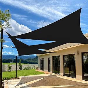 Artpuch 11'X11'X15.6' Customize Sun Shade Sail Black UV Block 185 GSM Commercial Triangle Outdoor Covering for Backyard, Pergola (Customized Available)