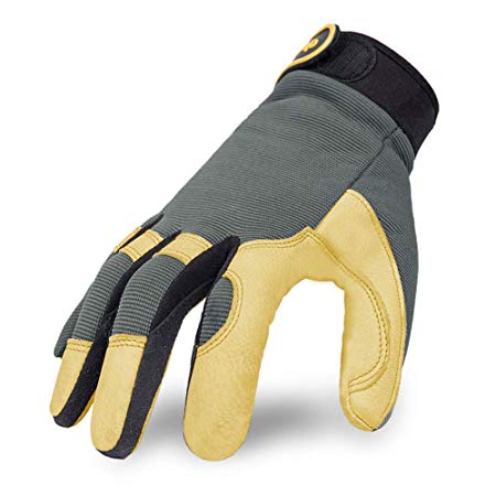Intra-FIT Work Gloves, Genuine Deerskin Construction gloves,Soft, Improved Dexterity, Durable, Stretchable, Excellent for Labor protection, Mechanical, Construction, Automobile, Agriculture