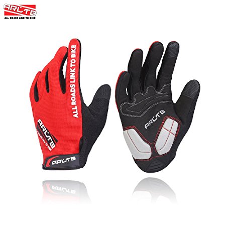 Arltb 3 Sizes Bike Gloves 3 Colors Bicycle Cycling Biking Gloves Mitts Full Finger Pad Breathable Lightweight For Bike Riding Mountain Bike Motorcycle Free Cycle BMX Lifting Fitness Climbing