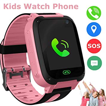bhdlovely Children Smartwatch GPS Tracker Watch for Boys and Girls Touch Screen Game Smartwatch Outdoor Activities Toys Kids Birthday Gifts (Pink)