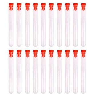SODIAL(R) 20pcs Test Tubes 100x16mm Premium Disposable Non-Graduated Plastic Test Tubes Red