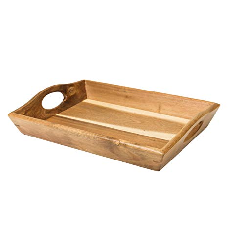 Zri Bamboo Wood Serving Tray with Handles