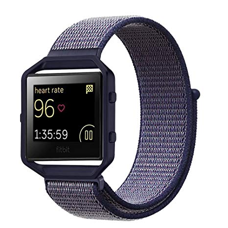 INTENY For Fitbit Blaze Band,Yichan Nylon Sport Loop with Hook and Loop Adjustable Fastener Wrist Strap & Metal Frame Housing for Fitbit Blaze Smart Fitness Watch