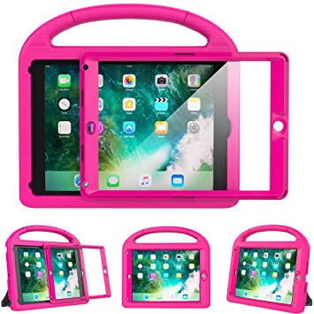 eTopxizu Kids Case for New iPad 9.7 2018/2017 with Built-in Screen Protector, Light Weight Shock Proof Handle Stand Kids Case for iPad 9.7 2017/2018 iPad Air/iPad Air 2/iPad Pro 9.7 - Rose Pink