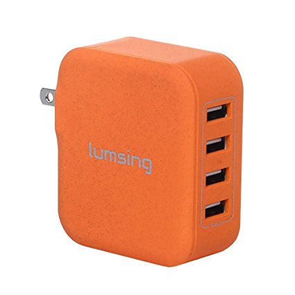 Lumsing USB Wall Charger 4-Port 21W Multi-Port Charger with Foldable Plug for iPhone iPad Samsung Galaxy Smartphones Tablets