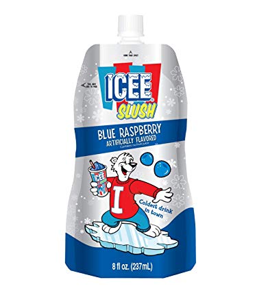 ICEE--Slush Pouches--Blue Raspberry Flavor--Fruit Flavored Ice Slushie Flavor Pops Frozen Fun Treat Pouch-- 8 ounce 12 pack