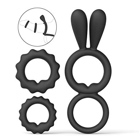 Ridmii Cock Ring Set Super Soft Silicone Penis Rings Premium Stretchy Adult Sex Toy Erection Enhancing and Last Longer Orgasm for Couples