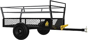 Gorilla Rugged Outdoor ATV Trailer Utility Garden Cart with 1400 Pound Capacity, Removable Sides, and 3-in-1 Tailgate for Hauling Large Loads, Black