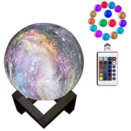 BigButer 3D Moon Light Lamp, 16 Colors 3D Galaxy Moon Lamp with Stand, USB Charging, Remote & Touch Control Room Décor for Birthday Party Gifts