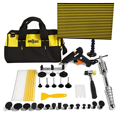 Mookis Paintless Dent Repair, 37PCS Car Repair Kit PDR Tools, Slider Hammer Lifter with Bridge Puller Set, Glue Stricks, Pro Pulling Tabs Kit