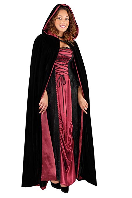 Charades Adult Velvet Full Length Costume Cape with Hood
