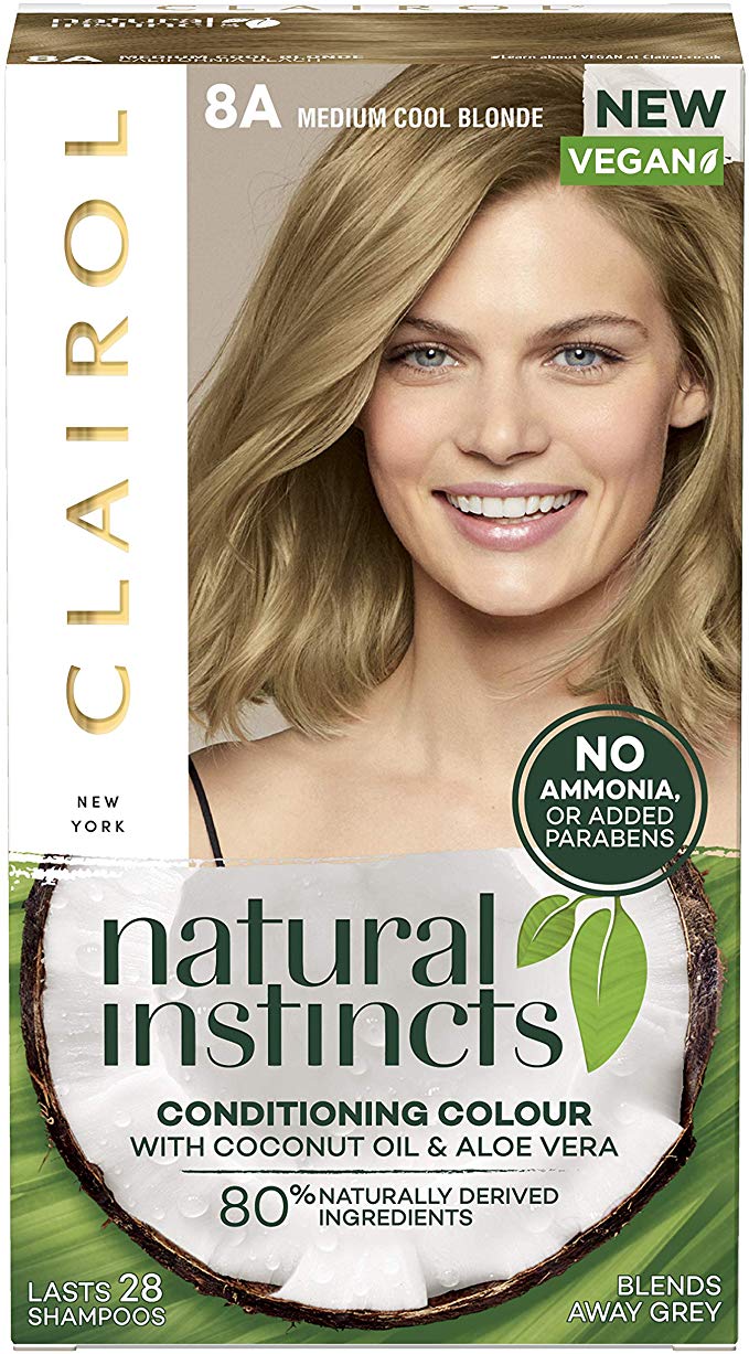 Clairol Natural Instincts Semi-Permanent No Ammonia Vegan Hair Dye, 8A Medium Cool Blonde, 177 ml