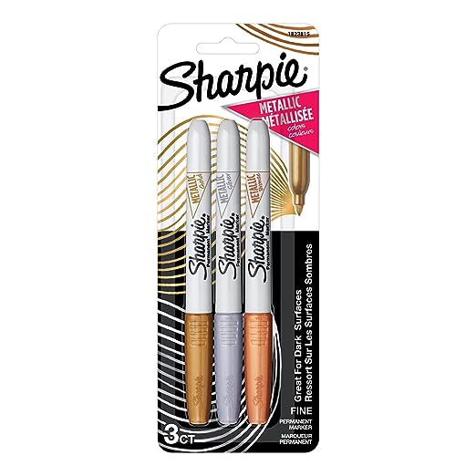 SHARPIE Metallic Assorted Fine Tip Permanent Marker for Precise Writing |Suitable for Multipurpose Usage| Smudge Free | Office Stationery Items | Pack of 3