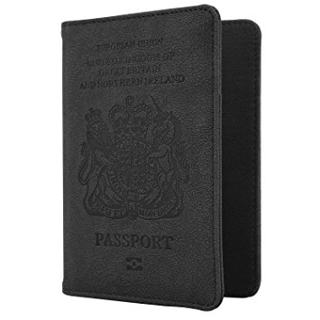 Passport Holder Wallet Case Cover- RFID Passport PU Leather Case (Black)
