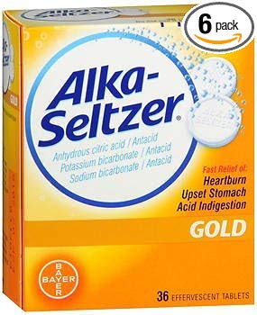 Alka-Seltzer Effervescent Gold - 36 Tablets, Pack of 6