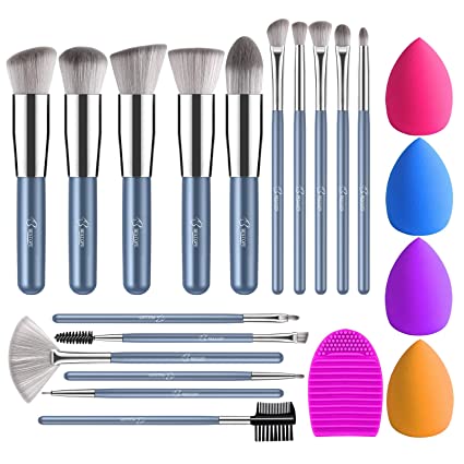 BESTOPE Makeup Brushes 16PCs Makeup Brushes Set with 4PCs Makeup Sponge and 1 Brush Cleaner Premium Synthetic Foundation Brushes Blending Face Powder Eye Shadows Make Up Brushes Tool