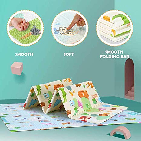 Baby Play mat Folding Baby Care XPE playmat, Non-Toxic Non-Slip Reversible Waterproof (Extra Large 70X78X0.4in)