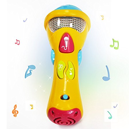 Wishtime Microphone Kids Toys(Recording，Transform Acoustic,Songs and lighting) My First Electronic Karaoke Musical Star Christmas Gifts