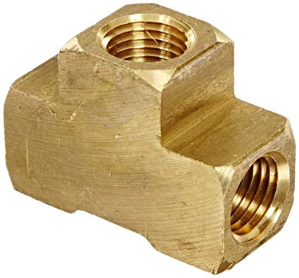Anderson Metals 56101 Brass Pipe Fitting, Barstock Tee, 1/4" x 1/4" x 1/4" NPT Female Pipe