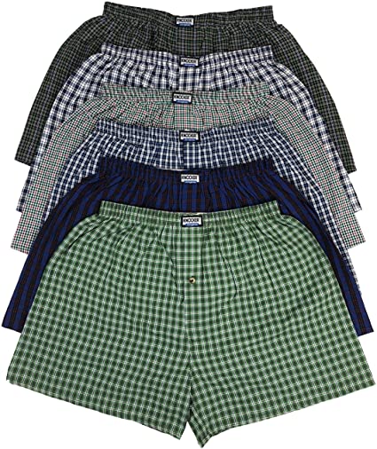 ToBeInStyle Men's Pack of 6 or 3 Classic Fit Tartan Plaid Boxers w/Button Fly