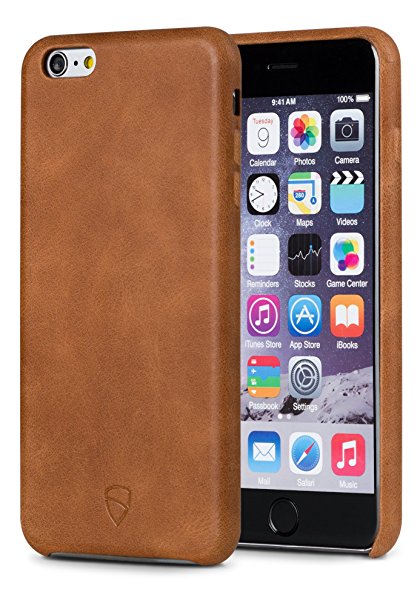 iPhone 6 (S) Plus Bumper Case, Vaultskin Soho Leather Wallet Case - Premium Italian Leather, Ultra Slim Design (Cognac)