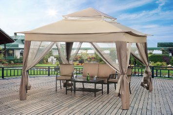 Sunjoy L-GZ849PST-A1-A 13' x 13' Pop-Up Canopy with Carrying Bag, Brown