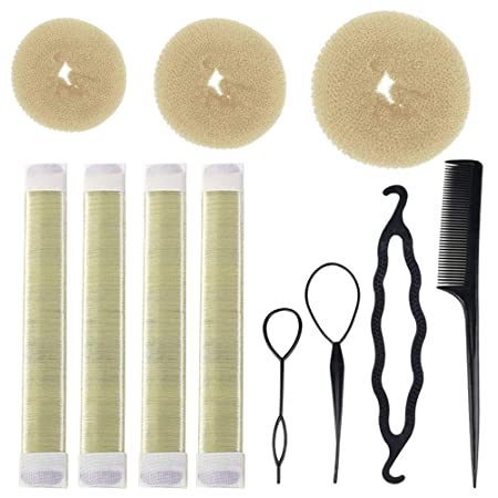 Magic Hair Bun Maker Set,Sonku Bun Shaper Tool Kit Donuts Snap Bun Makers Ponytail Hair Tool for Women Girls-Set of 11